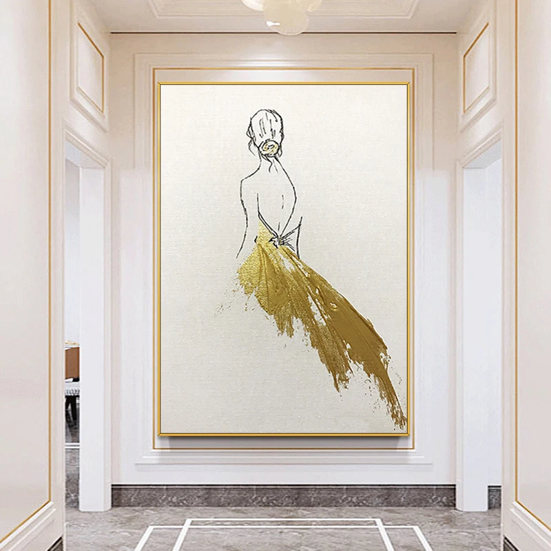 

Large Size Hand Painted Oil Painting On Canvas Elegant Girl Modern Home Decor Abstract Wall Art Picture For Living Room Gift