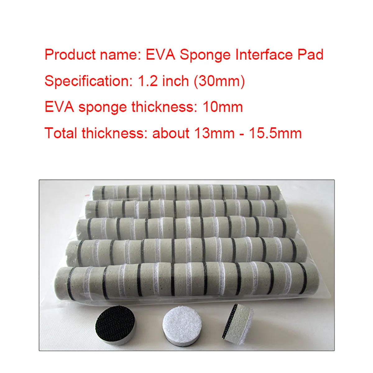 

1.2 Inch 30mm High Density Interface Pad Sponge Cushion Pad Hook & Loop Sanding Discs Buffer Sponge for Uneven Surface Polishing
