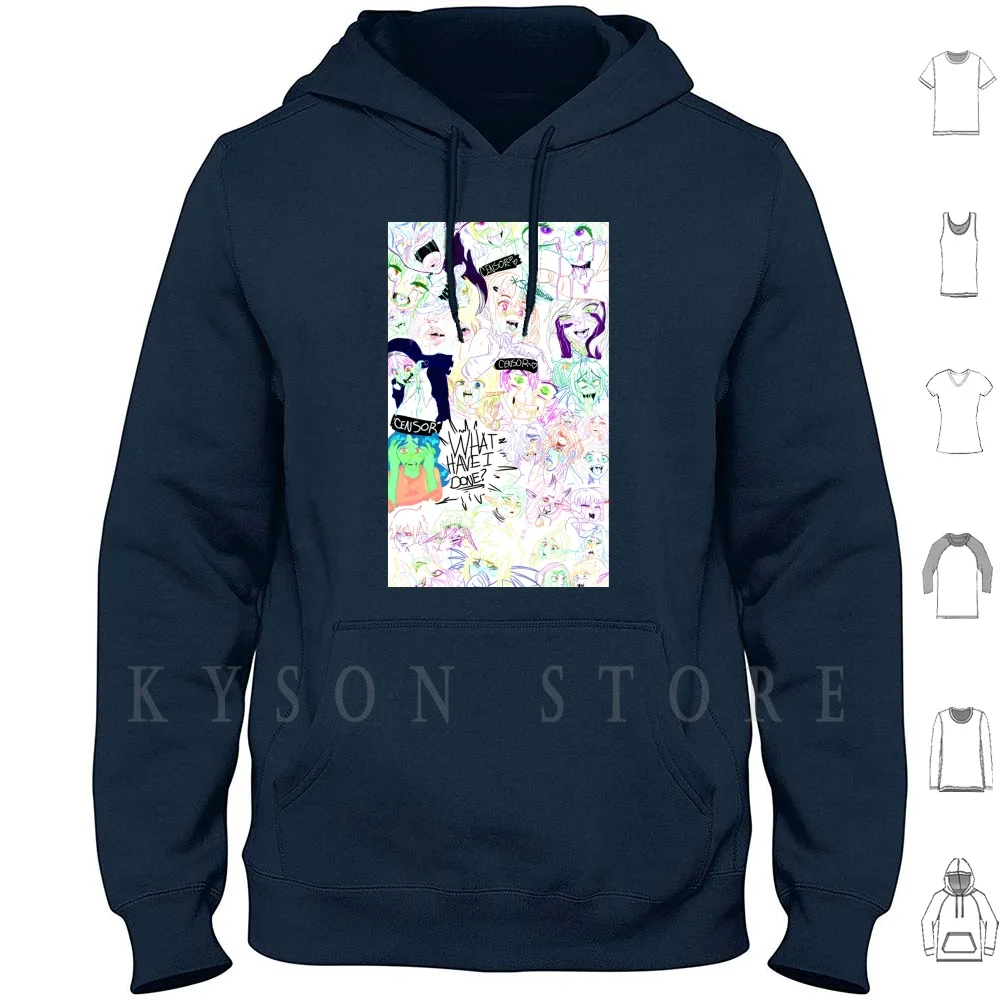 

Ahegoa Recreation The Uwu Pattern Hoodies long sleeve Cotton Ahegoa Nsfw Face Anime Tongue Out Tongue Drool Rainbow