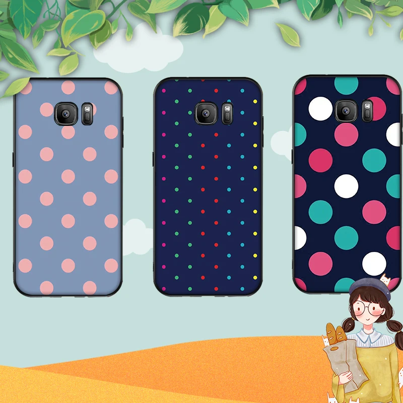 Polka Dots Case For Samsung S6 S7 EDGE S8 S9 PLUS Soft Silicone Cover S10 NOTE 8 9 M10 M20 M30 Coque Funda | Мобильные телефоны и