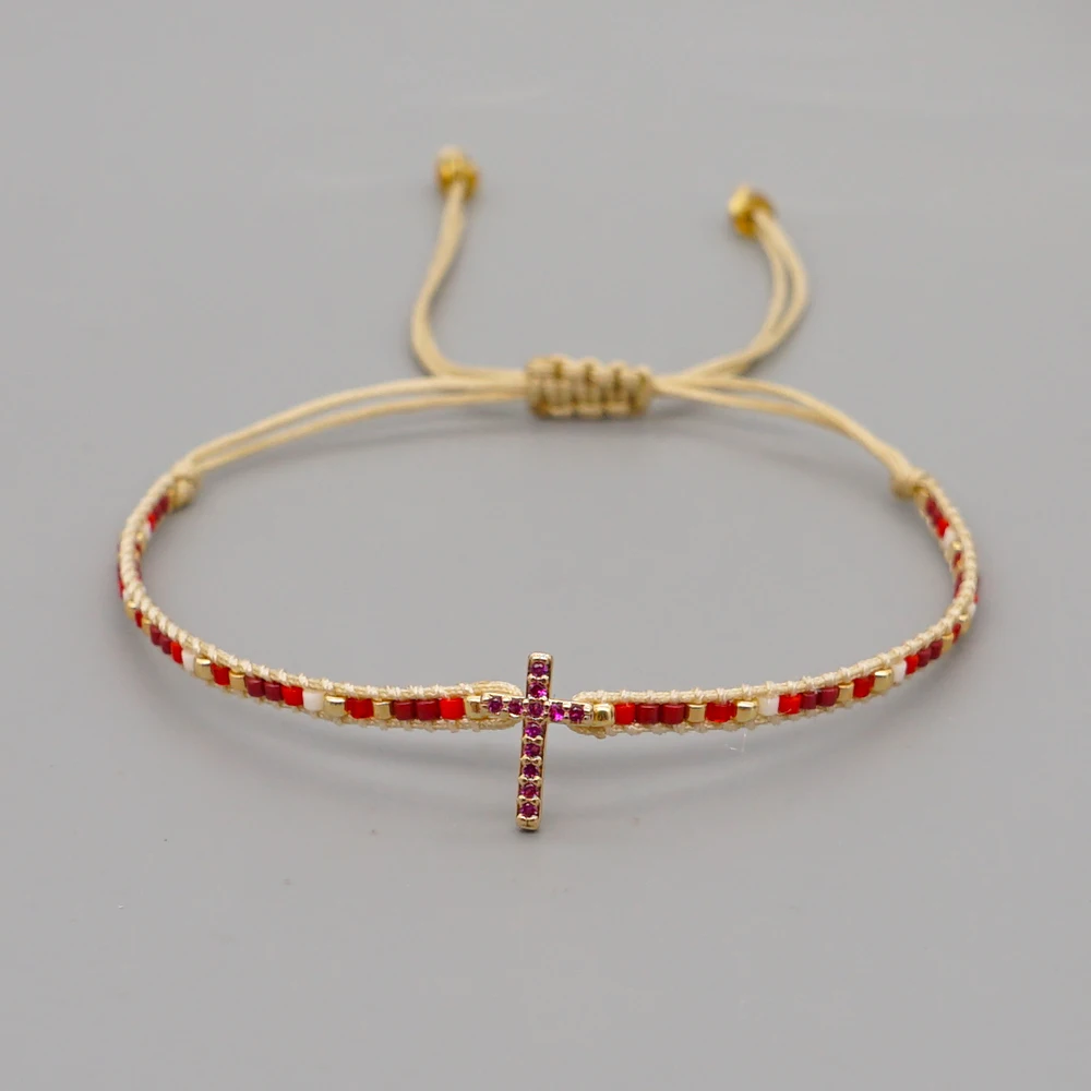 

Go2boho Fashion Cross Bracelet for Women Christian Jewelry Miyuki Bracelets Gift for Girl Rhinestone Pulseras Handmade Jewellery