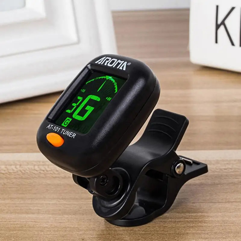 

Black Guitar Parts AT-01A Guitar Tuner Rotatable Clip-on Tuner LCD Display For Chromatic Acoustic Guitar Bass Ukulele Accessory