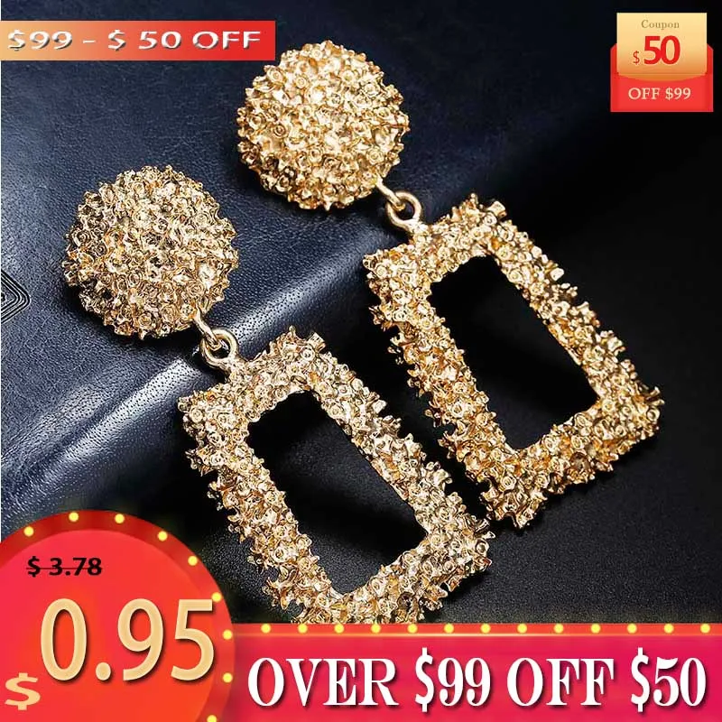 Женские массивные серьги большие Винтажные золотого цвета с металлической