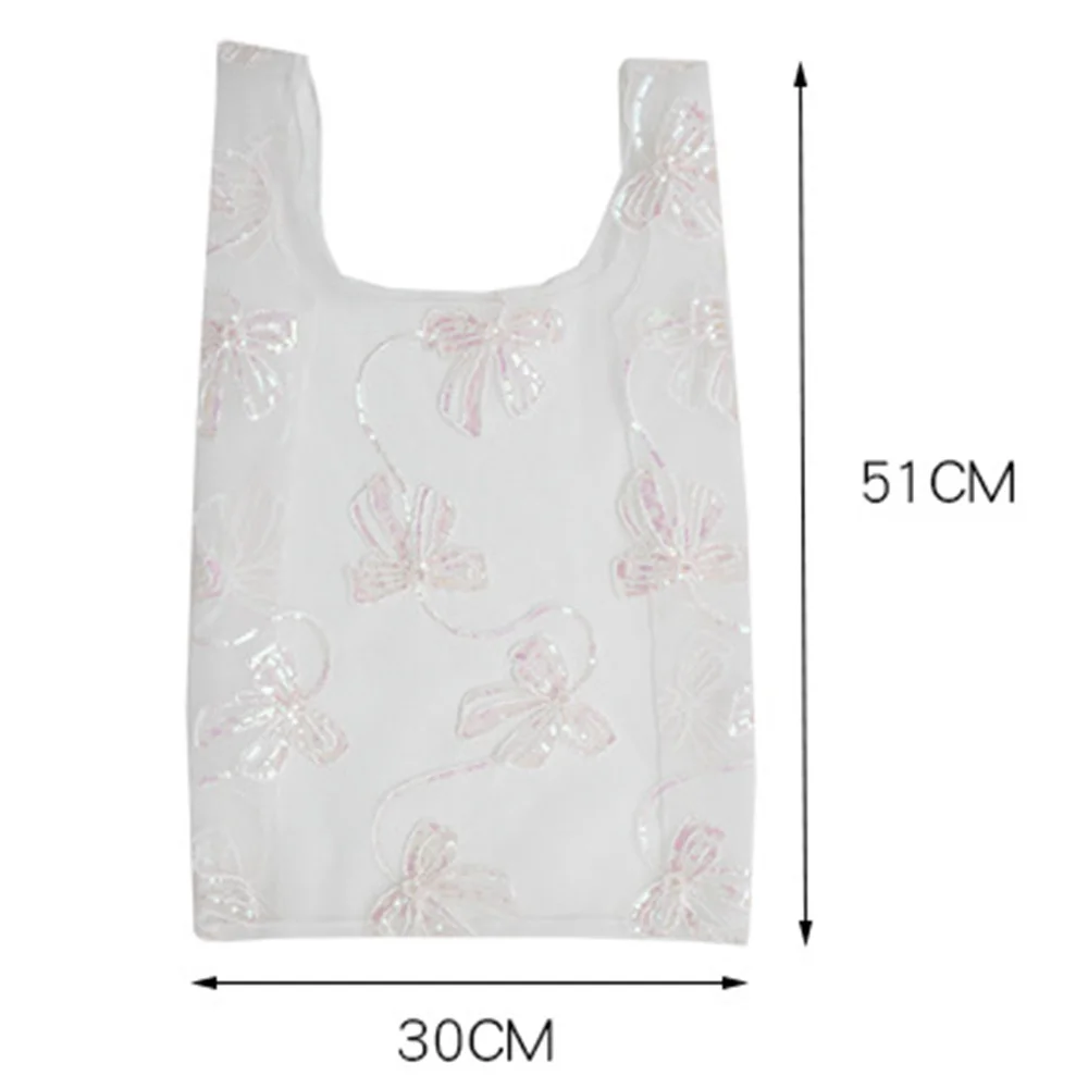 

New Female Flower Embroidery Hand Bag Organza Casual Tote Mesh Floral Tote Bags Eco-friendly Mesh Shoulder Shopping Bag