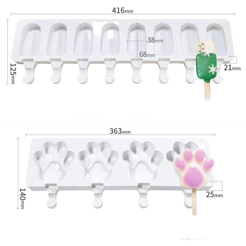 

Silicone Ice Cream Mold Cute Cartoon Popsicle Mold Diy Homemade Ice Cube Tray Reusable Bpa-Free Ice Pop Mold Kitchen Tools