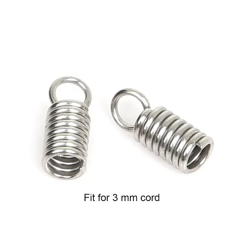 50pcs/lot Stainless Steel Crimp Ends Fastener Coil Cord Crimps End Caps Clasps Extension DIY Necklace Connectors Jewelry Finding | Украшения