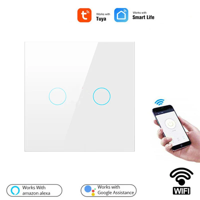 

Tuya WiFi Smart Light Touch Switch 110-240V Smart Life/Tuya App Control,Alexa Google Home Voice Control EU 1/2/3 Gang