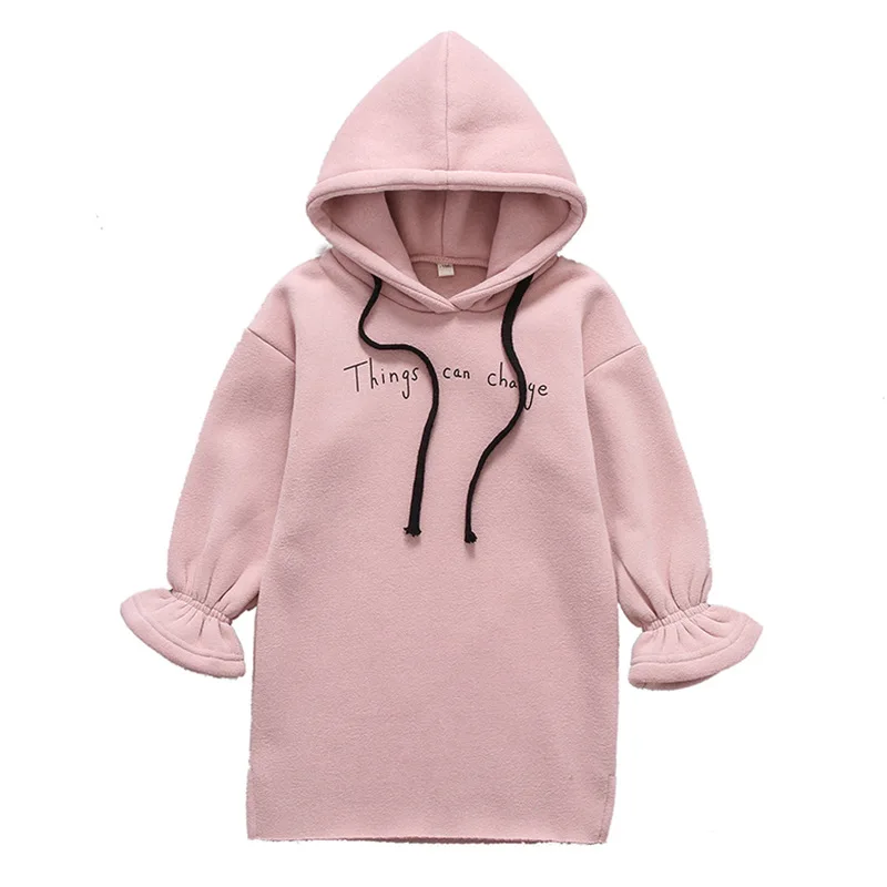 2020Autumn Girls Warm Dresses Teenager Dress Winter Long sleeves Letter big Children's Clothing Kids Clothes | Детская одежда и
