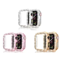 67ja 3 pack compatible for watch case 42mm with screen protector cover double diamonds rhinestone bumper protective frame for