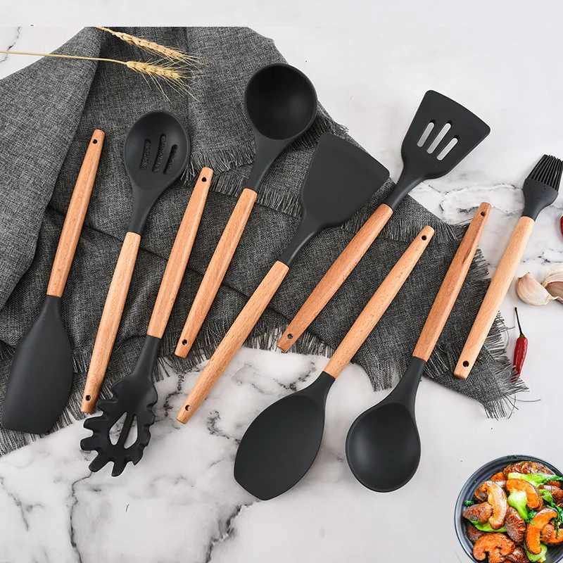 

9Pcs Silicone Kitchenware Set Cookware Modern Non-Stick Wok Soup Cookware Spoon Kitchen Tools Kitchenware Accessories