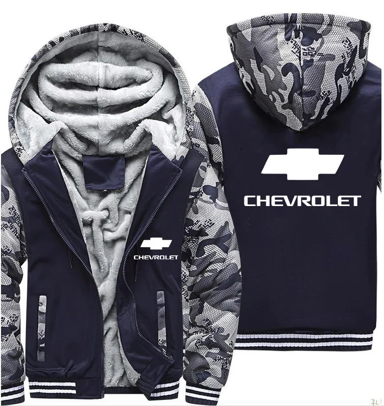 

Hoodies Men Chevrolet Car Logo Jacket Men Hoodies Casual Winter Thicken Warm Fleece cotton Zipper Raglan Coat Male Tracksuits