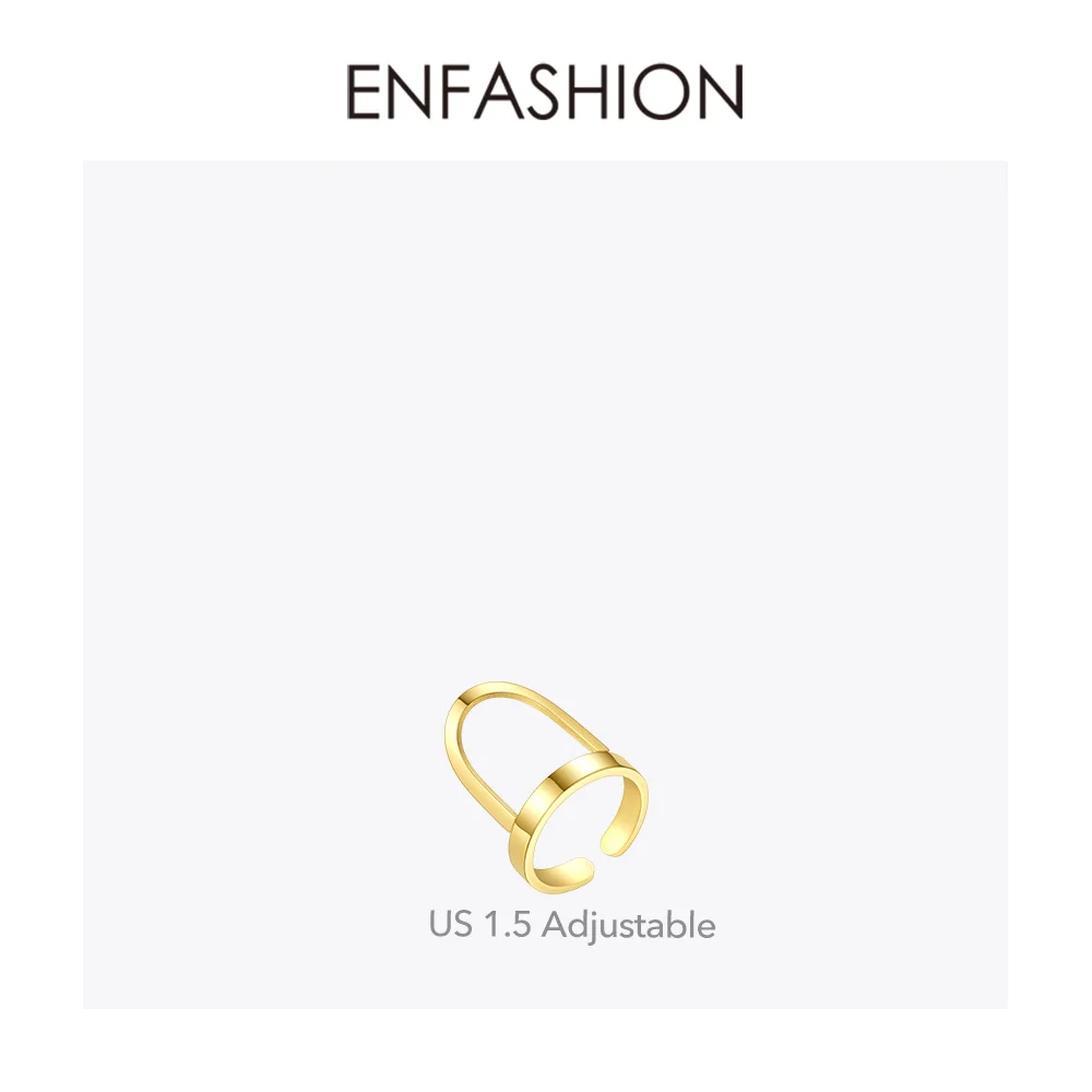 Женское кольцо с открытыми пальцами ENFASHION Золотое из нержавеющей стали для