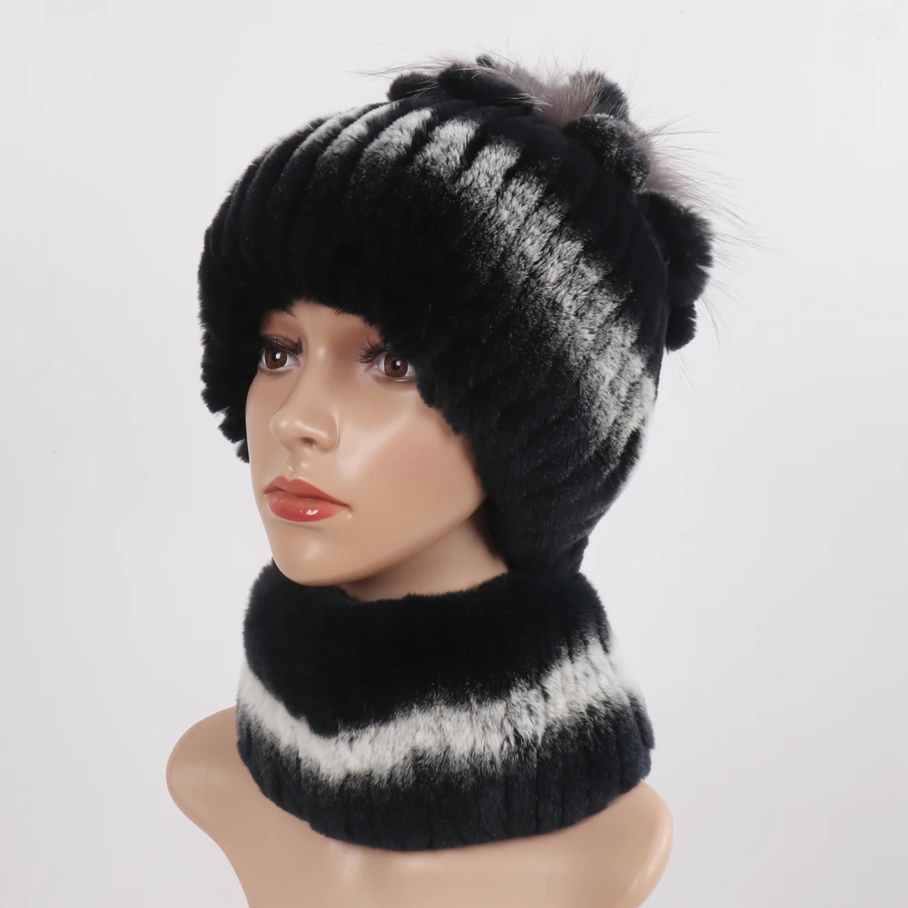 Новый стиль женская вязаная меховая шапка ушанка с маской для глушитель