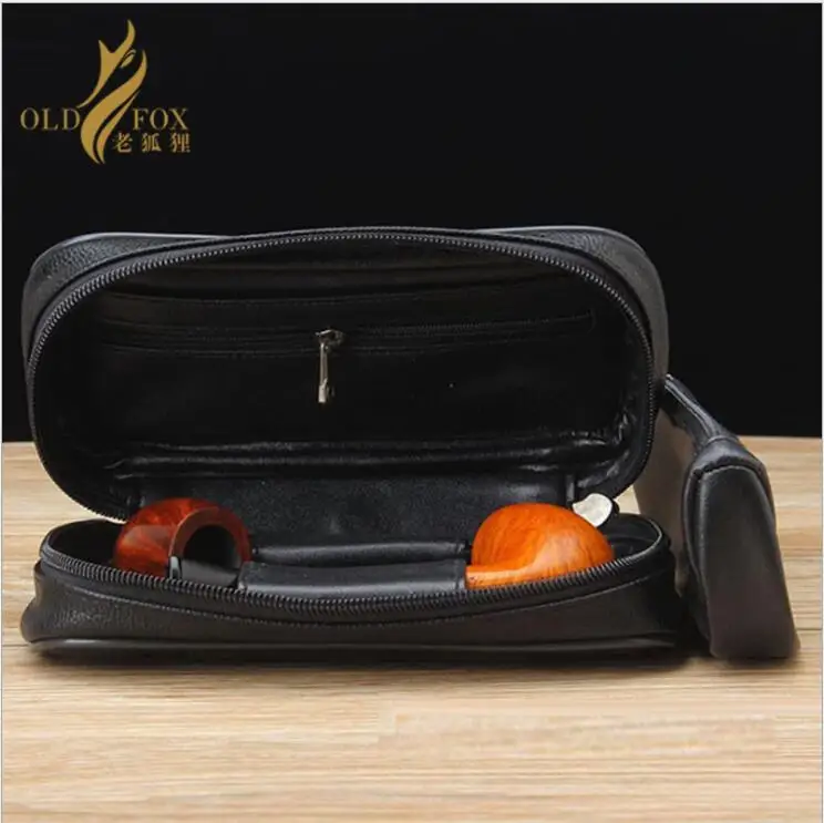 

synthetic Leather Bag Clutch for 2 Pipes Portable Wood Smoke Tobacco Smoking Pipe Case/Pouch Smoking Tools Accessories Bag