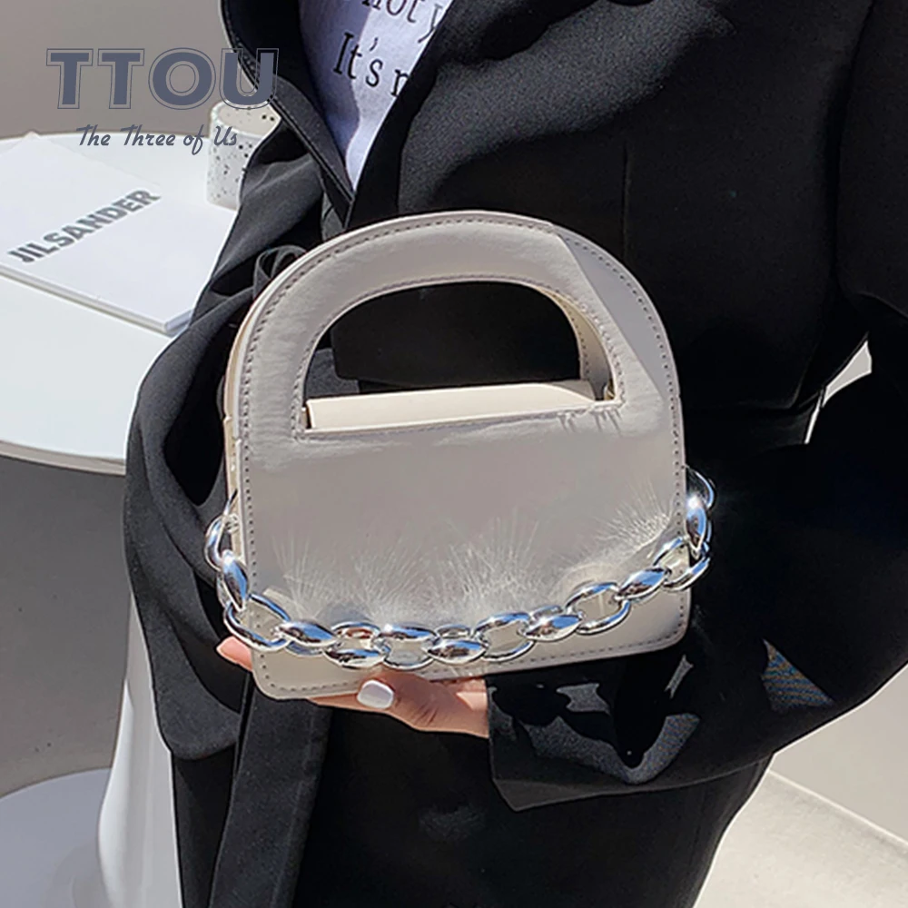 

2021 Summer Solid Color Pu Leather Women Shoulder Bags Simple Chain Female Crossbody All-Match Female Purse and Handbags