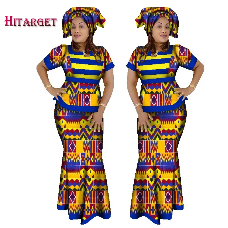 2020 Hitarget африканские женщины 2 шт. комплект Дашики хлопок печать воск комплект: