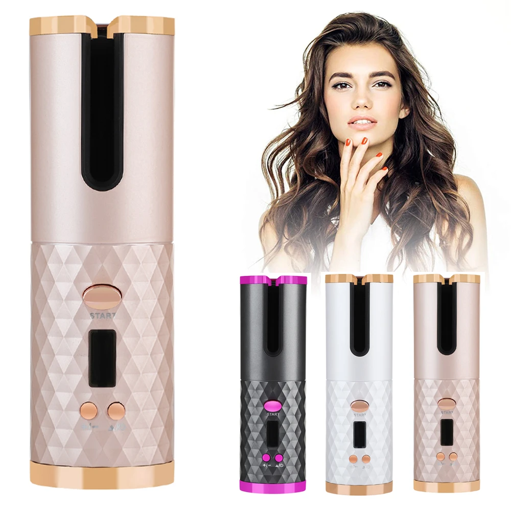 

Electric Hair Brushes Cordless Automatic Hair Curler Corrugation Hair Curling Iron Curls Waves LCD Ceramic Curly Rotating Styler