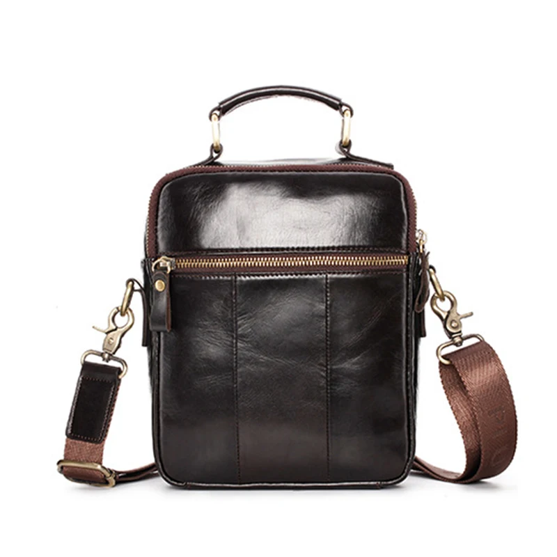 Genuine Leather Business Briefcase Men Travel Shoulder Messenger Bags Male Document totes Handbags double zipper purse