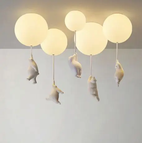 

Polar Bear Led Light Hanging In Northern Europe Creative Bedroom Lighting Glass Balloon Decorative Lights For Children'S Room