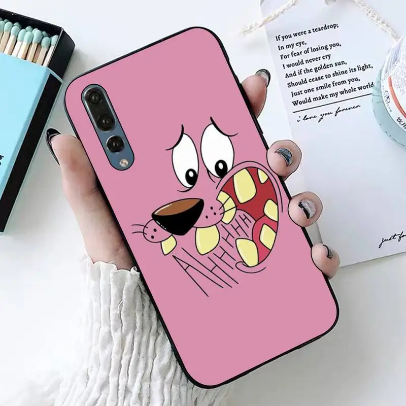 

Yinuoda cartoon courage cowardly dog Black Cell Phone Case for huawei P8 P9 p10 p20 P30 P40 pro lite psmart 2019