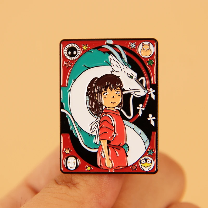 

Anime Chihiro and Haku Tarot Card Enamel Brooch Pin Lapel Hard Metal Pins Brooches Badges Exquisite Jewelry Accessories Gifts