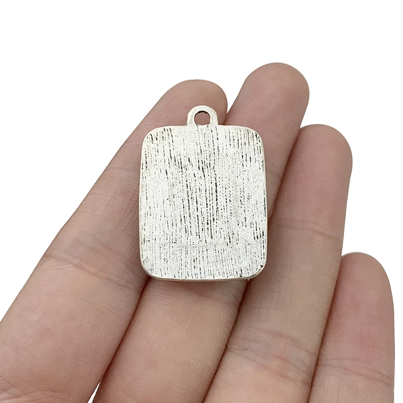 

ZXZ 10pcs Tibetan Silver Square Shape & Turquoise Charms Pendants for DIY Jewelry Making Accessories