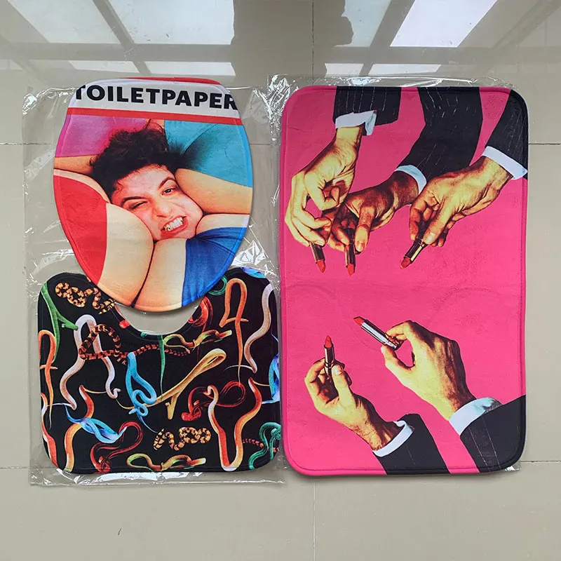 tolietpaper toilet seat cover rug bib creative funny magazine illustration commode decoration bathroom accessories mat 3pcs set free global shipping