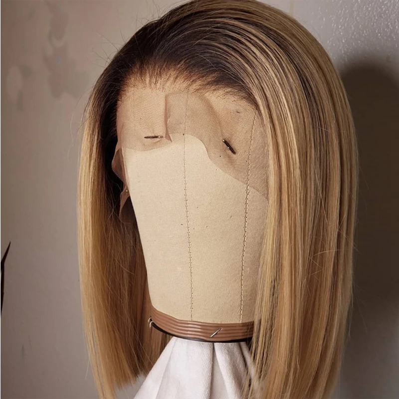 

Short Cut Bob Wigs Soft Short Silky Straight Synthetic Lace Front Wig With Baby Hair For Black Women Pre-Plucked Cosplay Wigs