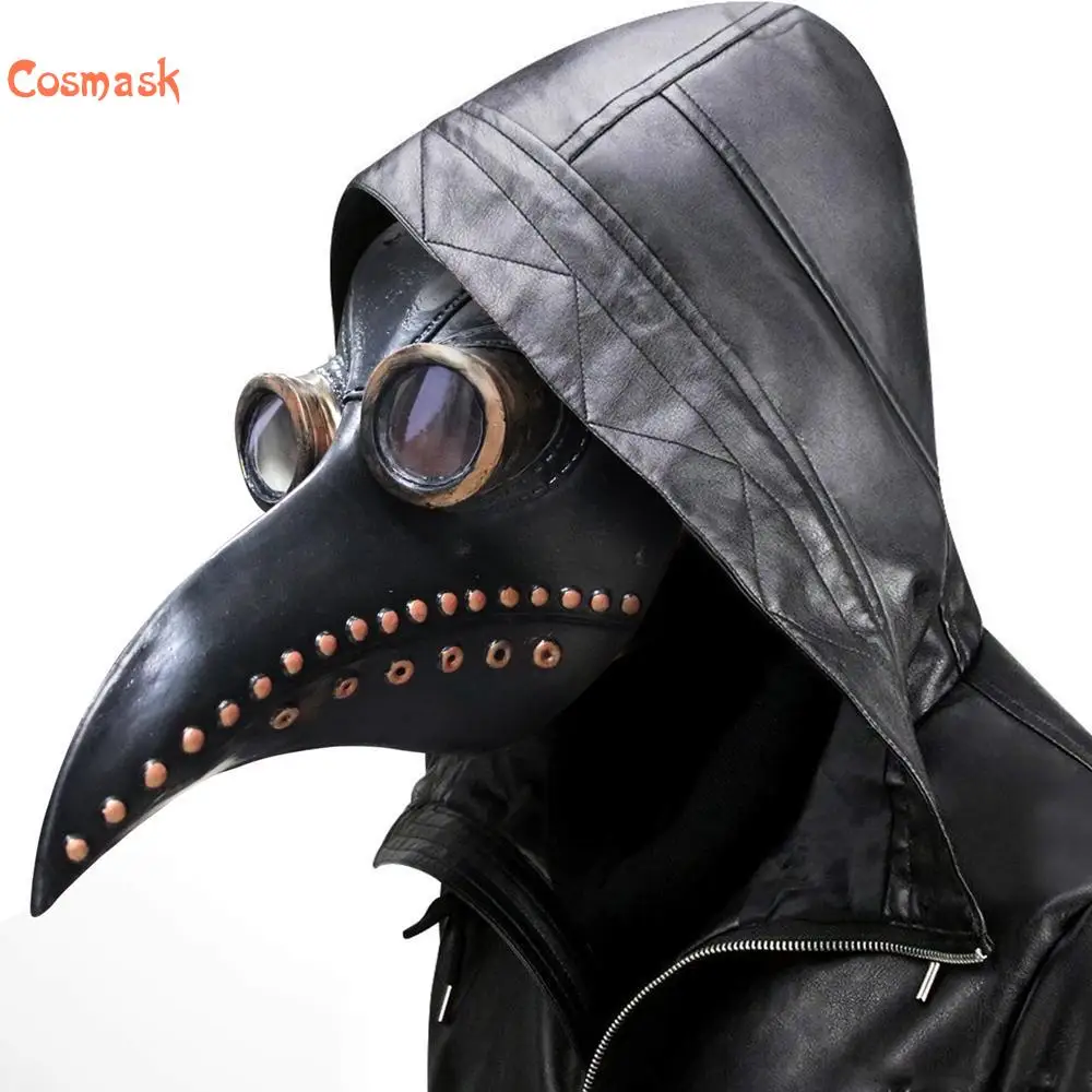 Cosmask-Máscara De Doctor De la Peste, máscara De cuero en Pico Negro, Doctor De la Peste, Halloween, Steampunk, PU, pájaros, Cosplay, Doctour De Peste