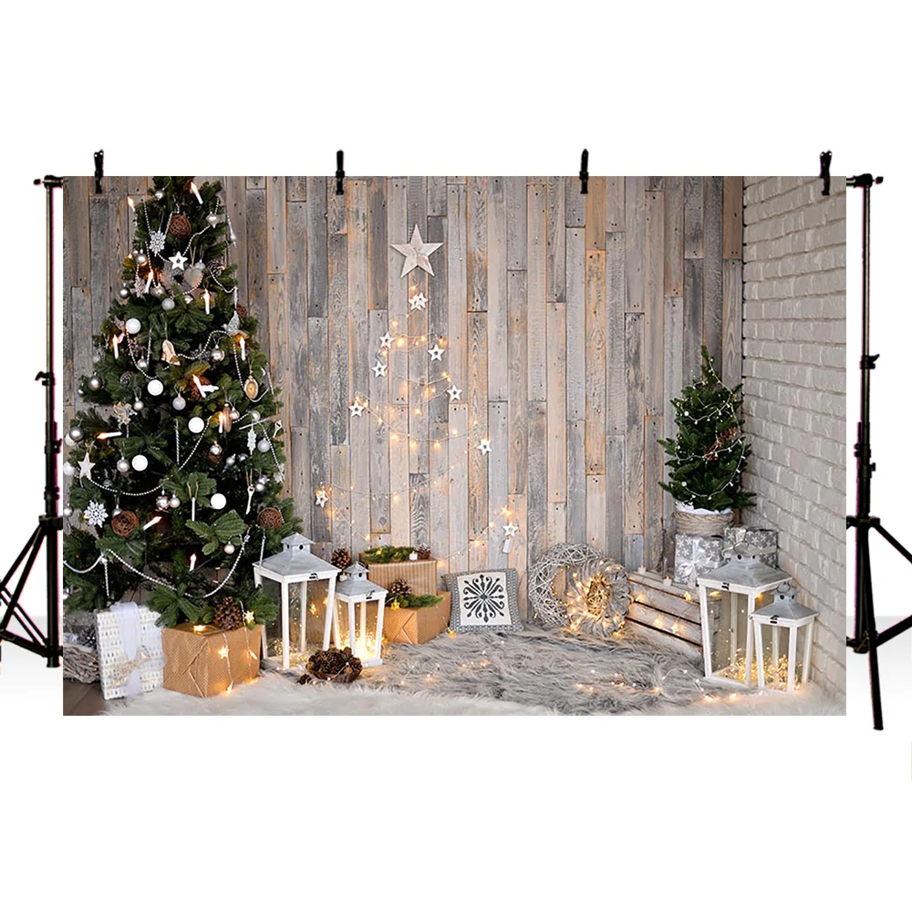 Рождественский фон для фотографии деревянный пол фотостудии семья