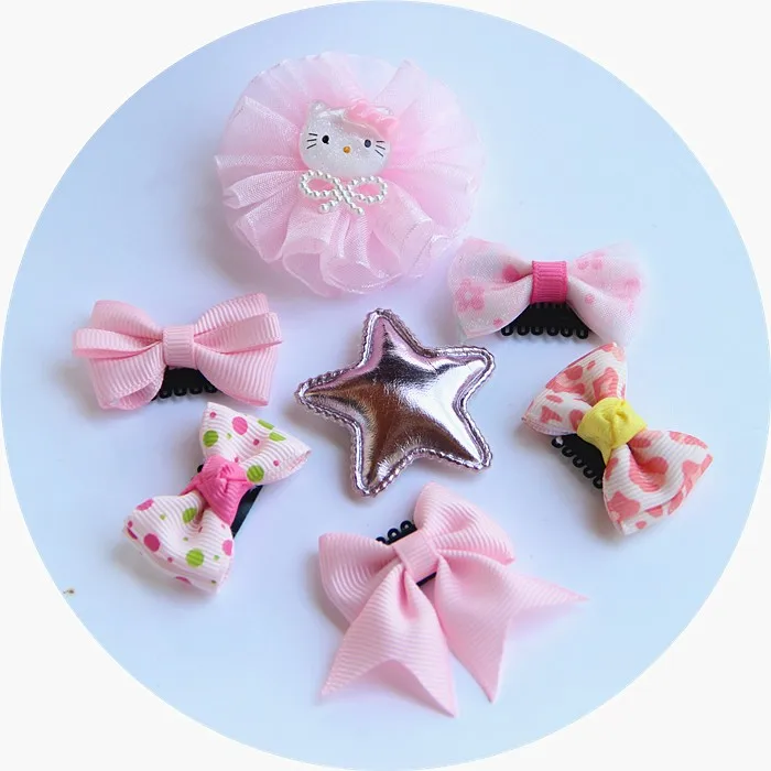 1 комплект = 7 шт Мода для девочек Набор шпилек ручной работы бант из ткани заколки