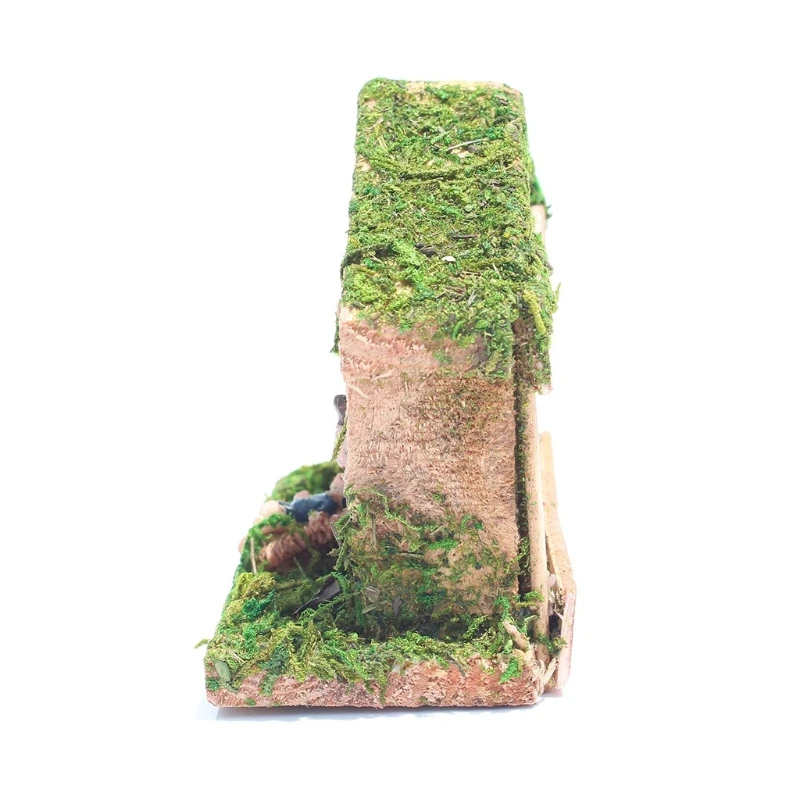 

Nativity Scene Statue Figurine with Moss House Christmas Gift Resin Miniature Sculpture Christian Religious Gift