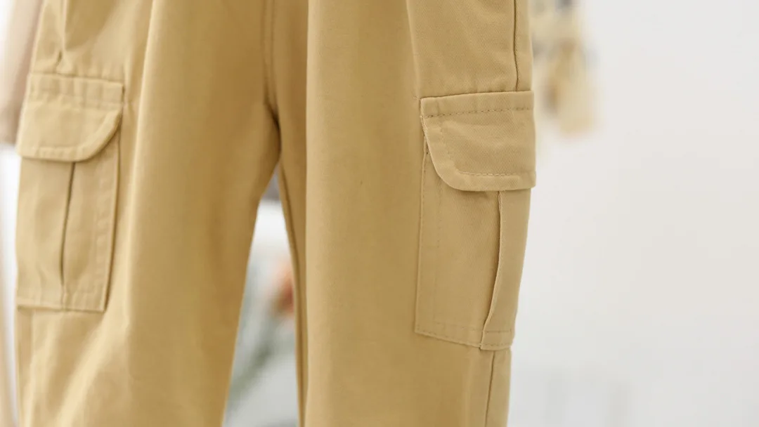 WLG boys girls witner pants kids velvet thick green khaki beige pant baby casual warm trouesrs children