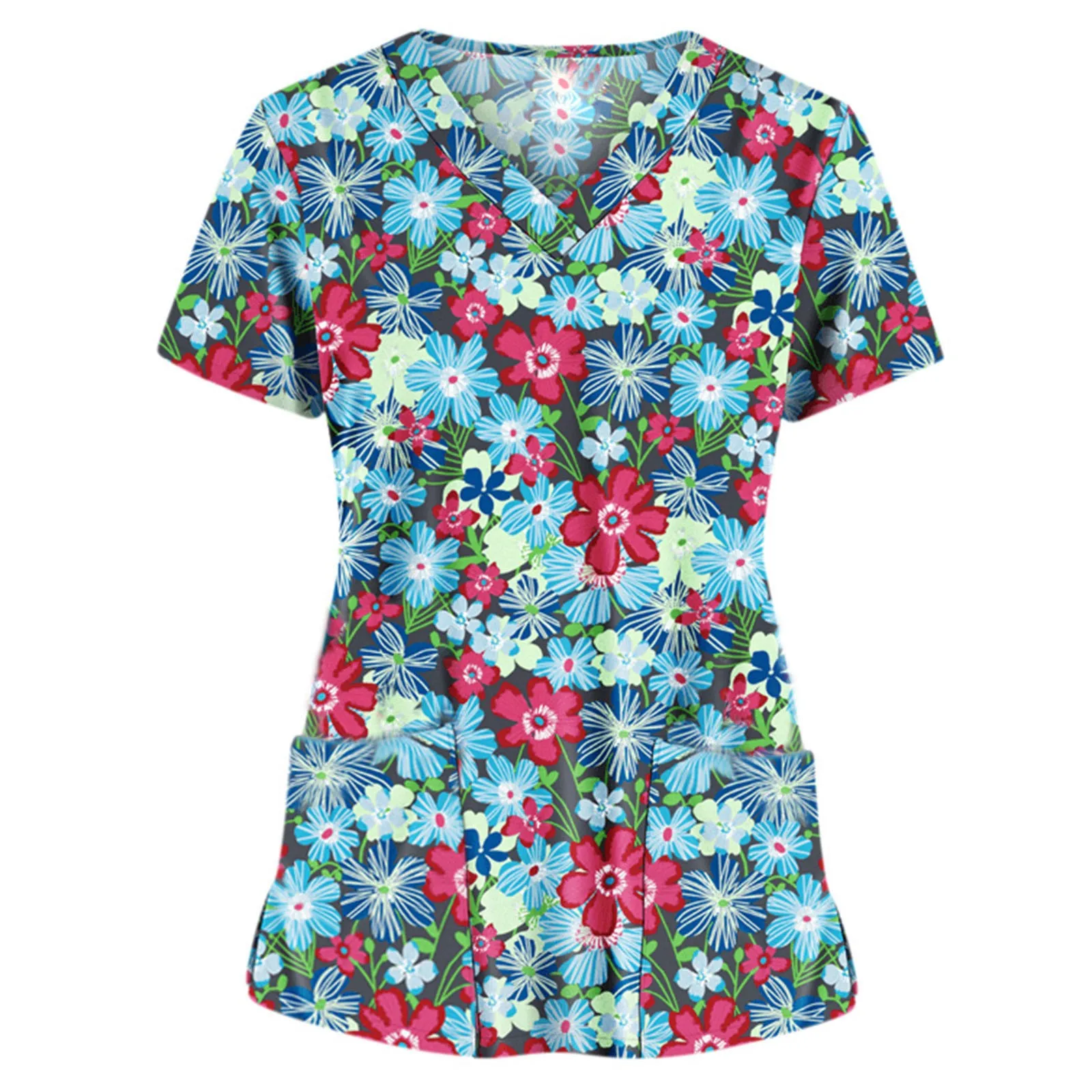 

Scrubs Women Short Sleeve V-neck Tops Working Uniform Beauty Salon Spa Blouse Pet Shop Nurse Uniforms Scrubs Workwear A50