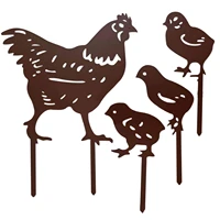 chicken and her babies garden stakes yard animal silhouette stake ornaments for outdoor garden yard