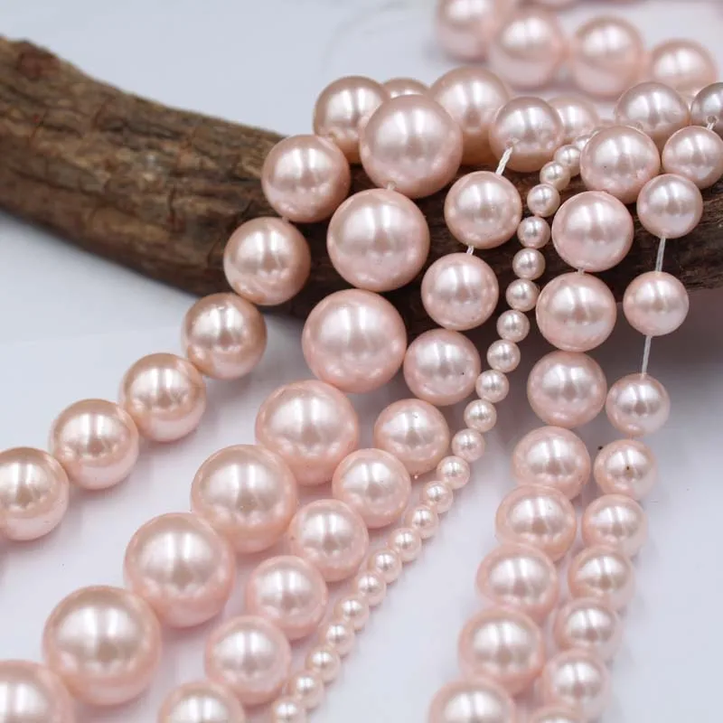 

Natural Deep Sea Shell Pearls Full Hole 3-14mm Pink Beaded Beads Wholesale DIY Jewelry Accessories Artificial Imitation Pearls