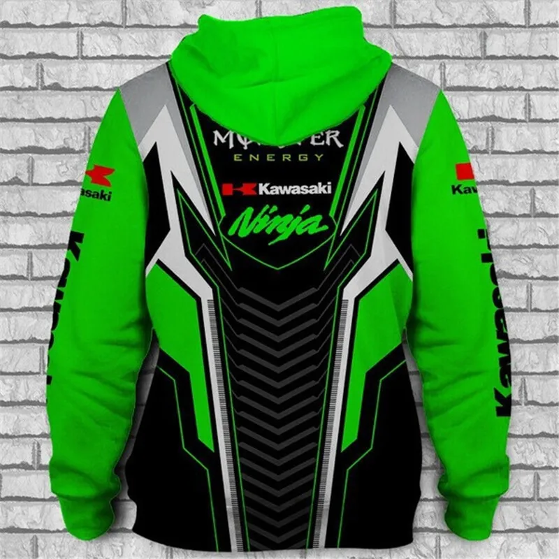 

2021 New Sweatshirt Kawasaki Motorcycle 3D Digital Print Hoodies Sportswear Casual Pullover Racing Jacket Zip Hoodie/Sweatshirt