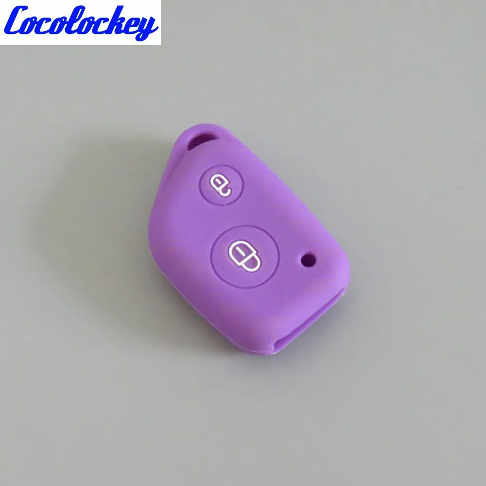 Cocolockey силиконовый чехол для автомобильных ключей для peugeot 106 205 206 306 405 406 для Citroen Berlingo Xsara Picasso Saxo 2 кнопки - Название цвета: Purple