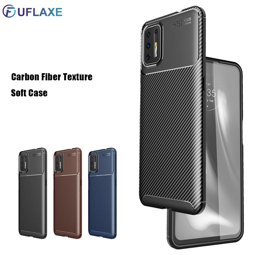 

UFlaxe Soft Silicone Case for Motorola Moto G7 G8 G9 Plus Play Power Lite Carbon Fiber Texture Ultra-thin Shockproof Cover
