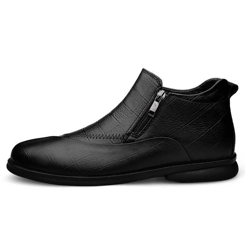 

New Genuine Leather Men Shoes Chaussure Homme Size 37-46 Side Zipper Men Loafers Zapatillas Hombre Comfortable Men Shoes *
