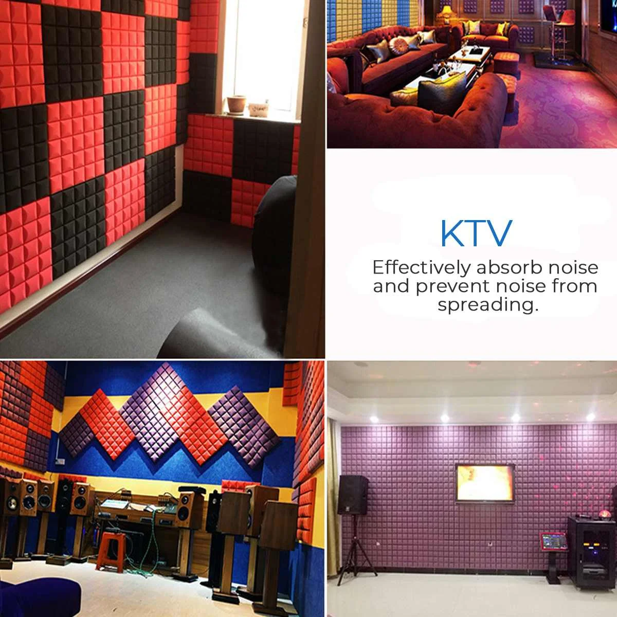 

24pcs Acoustic Foam Panels 500x500x50mm High Density Studio Music Foam Tiles Soundproofing Absorption Treatment Panel