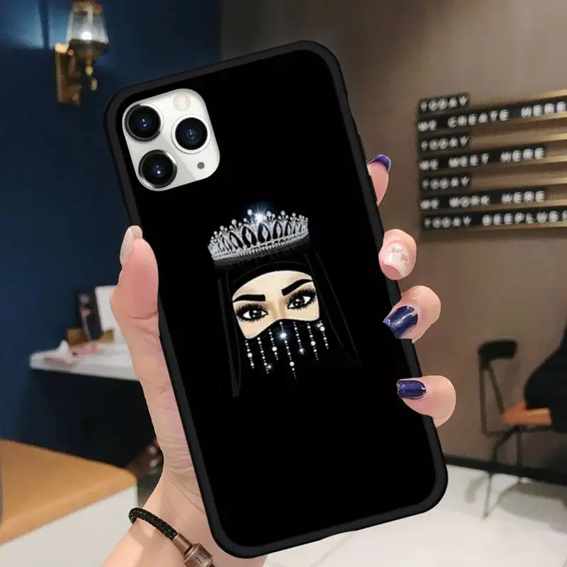 

Ottwn Arabic Hijab Girl Queen Crown Phone Case for iPhone 11 12 pro XS MAX 8 7 6 6S Plus X 5S SE 2020 XR mini Funda