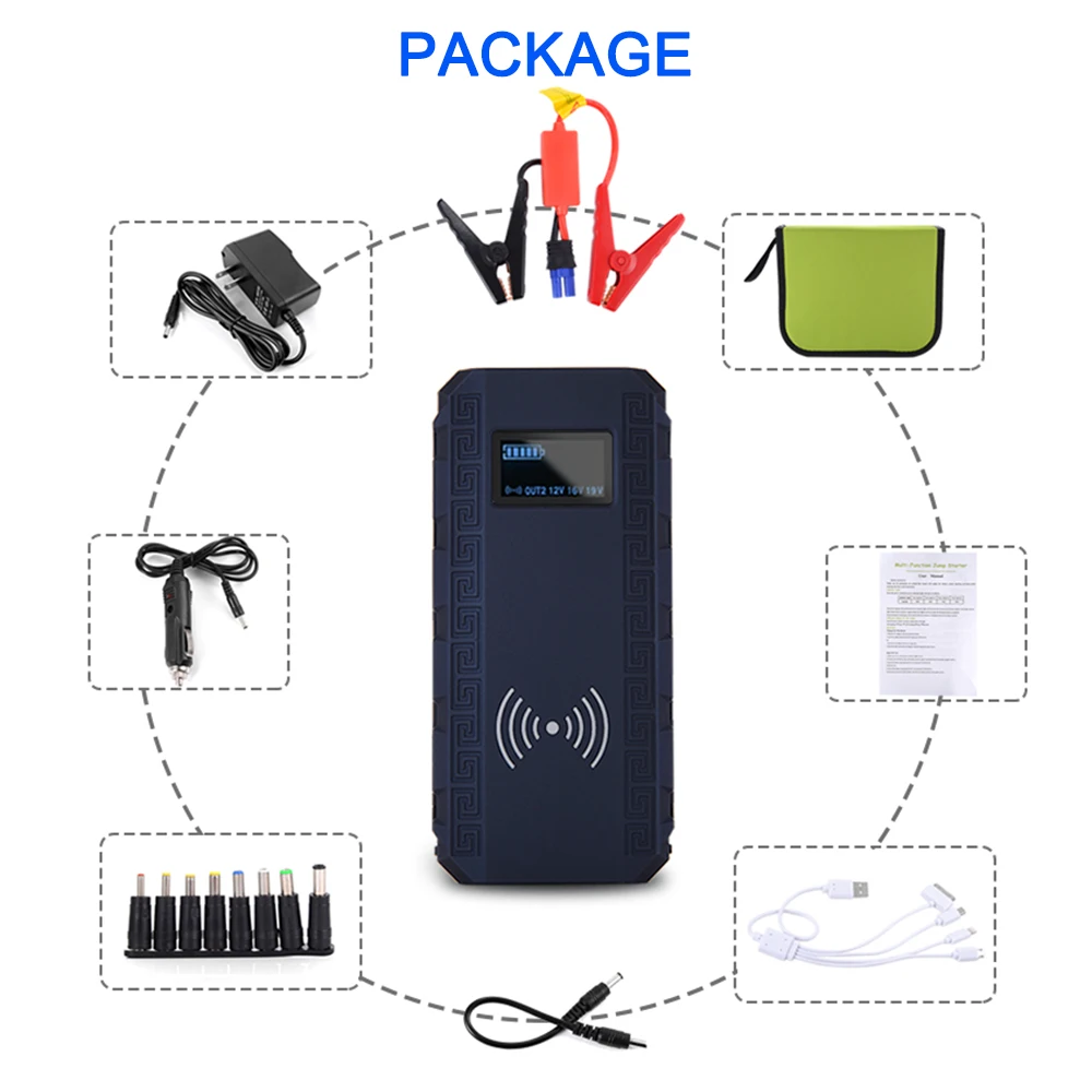 Car Jump Starter Power Kit Auto Emergency Bank LED Light USB SOS Booster Charger Supply Battery input output | Автомобили и