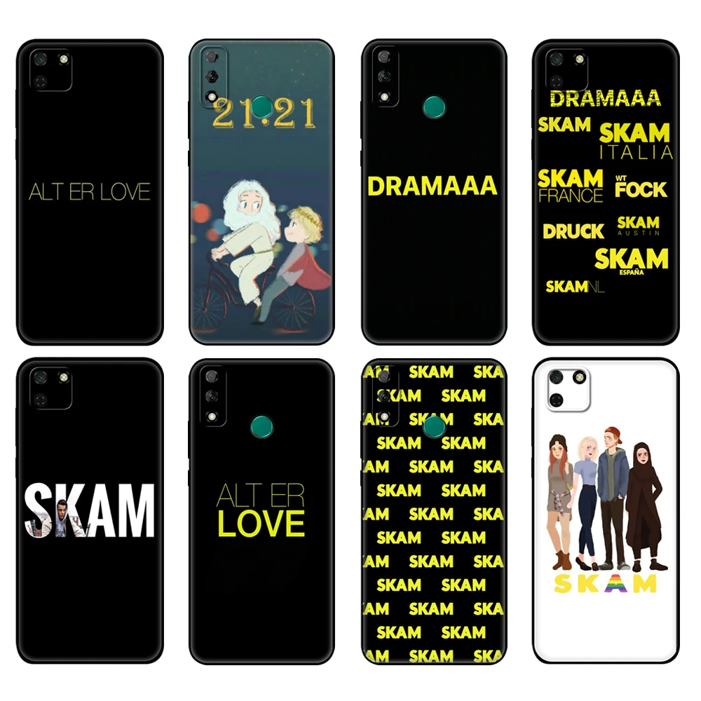 Черный чехол из ТПУ для Huawei Y9S Y6S Y8S Y5P Y7P Y8P Y5 lite Prime 2018 Y6 2019 skam