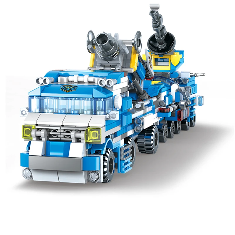 

735PCS 9 IN 3 City Police Building Blocks Vehicle Aircraft Boy Toy Educational Truck Blocks Car Model Bricks kids Toys for Boys