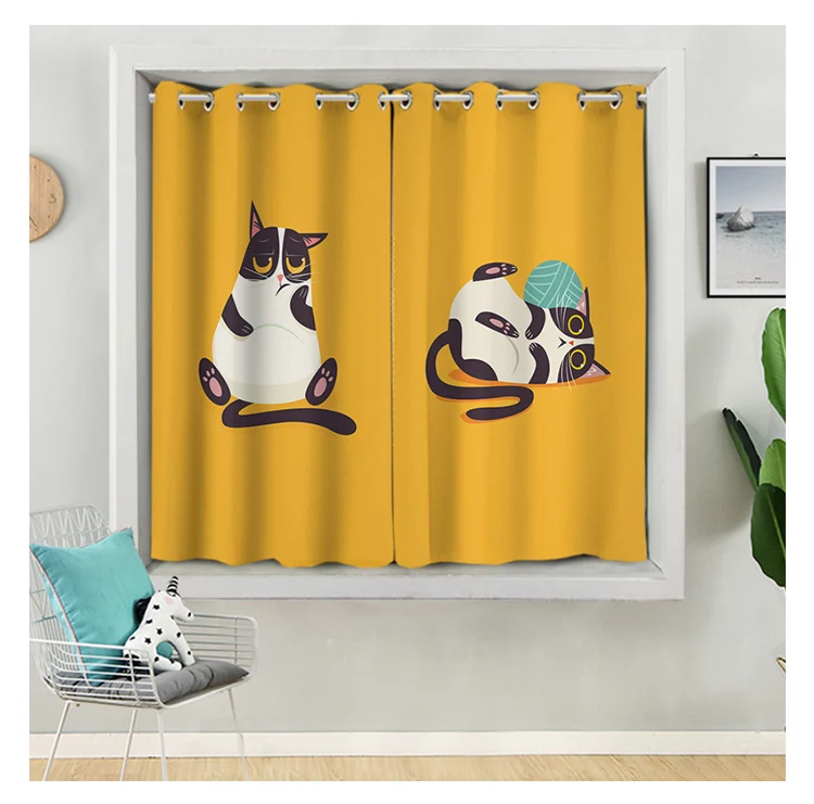 Короткие занавески с принтом короткие в скандинавском стиле для гостиной