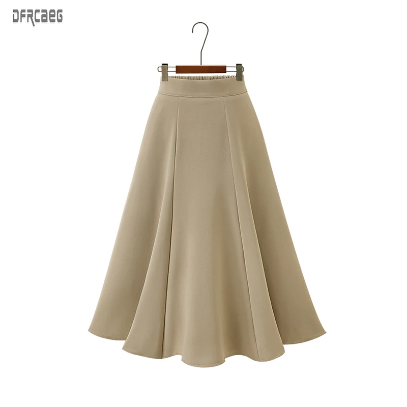 Женская плиссированная юбка средней длины однотонная трапециевидная