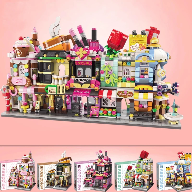 

Enlightening colorful corner store City building blocks children's toys birthday Christmas gift 10 different store combinations