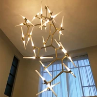 modern chandelier branch villa chandelier led home lighting high rise rotary compound staircase decorative frosted glass lamps