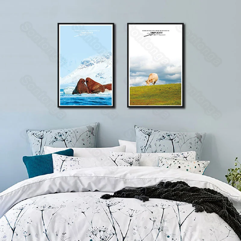 

Animal Walrus Modern Home Decoration Canvas Painting Nordic Art Poster Sofa Background Simple Bedroom Bedside Painting Creative